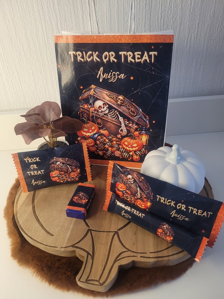 Box Halloween personnalisée – Squelette & citrouilles